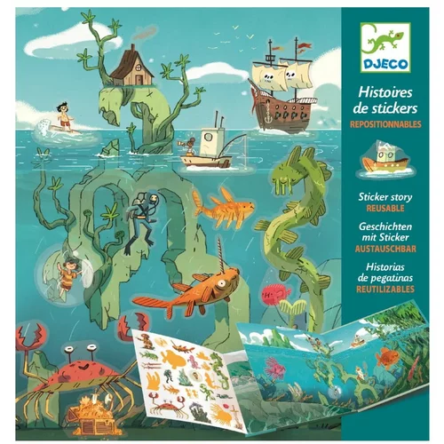 Djeco Komplet knjig o morju z nalepkami Sea Sticker Story