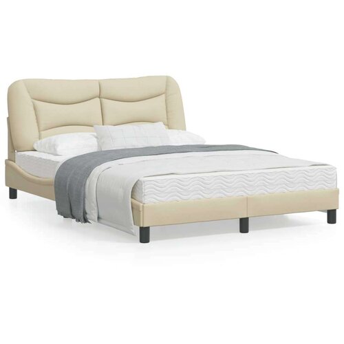  Okvir kreveta s LED svjetlima krem 140 x 200 cm od tkanine Cene