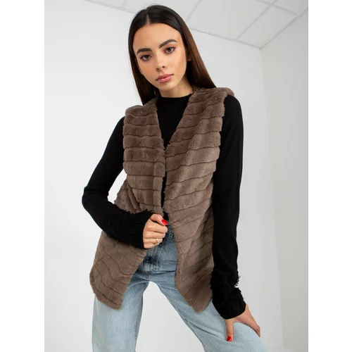 Fashion Hunters OCH BELLA soft brown fur vest with lining
