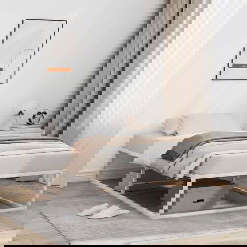 vidaXL Posteljni okvir brez vzmetnice bel 90x200 cm kovinska Cene