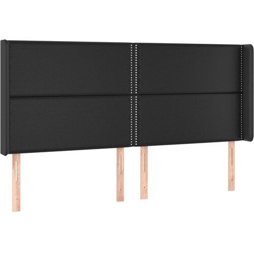 Maison Chic posteljno vzglavje - vzglavna omarica - nočna omarica z u&amp;scaron;esi črno 183x16x118/128 cm umetno usnje, (21707710) Slike