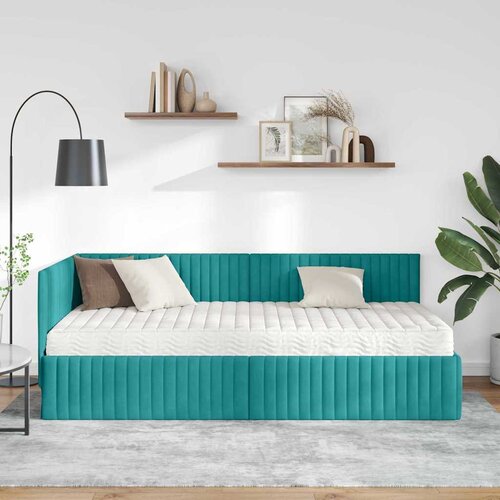  Kutni krevetni okvir s madracem 2 kom. Tirkizna 90 x 200 cm Slike