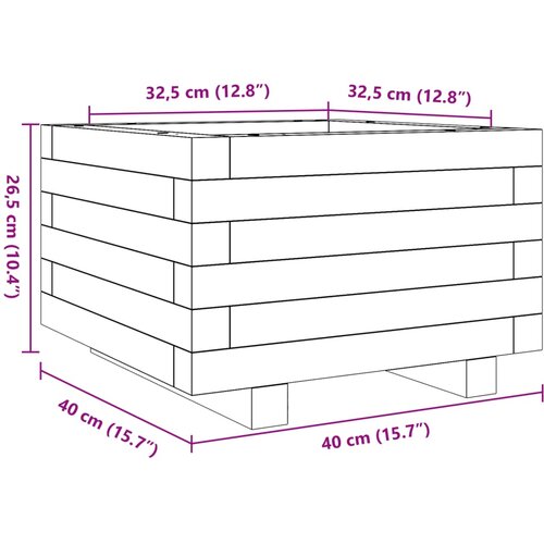  Vrtna sadilica bijela 40x40x26,5 cm od masivne borovine Slike