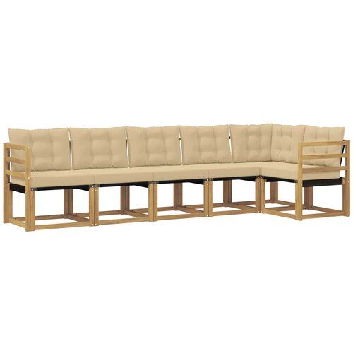 vidaXL Zunanja garnitura za sedenje z blazino 6 pcs Bela in bež, (5000282351) Cene