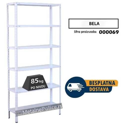  Polica metal-metal 200x90x30cm, 6x85kg bela Cene