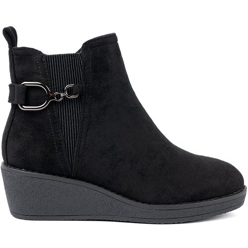 Shelvt Black suede ankle boots with elastic insert Slike