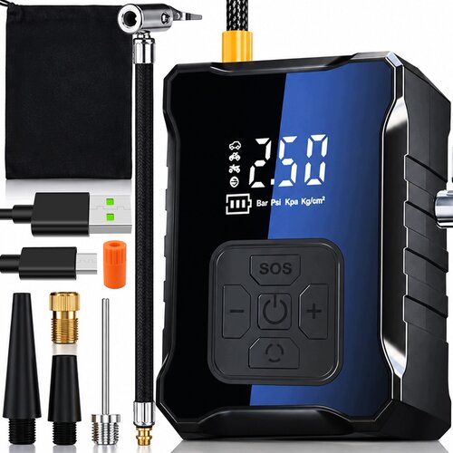  Prenosni led aku. 3600mah električni kompresor usb do 10bar z lcd Cijene