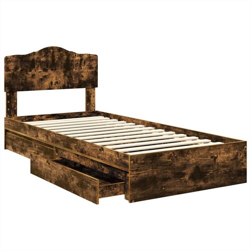  Krevet s od storage s ladicama Dimljeni hrast 100 x 200 cm Smeđa 206 x 102 x 90 cm Slike