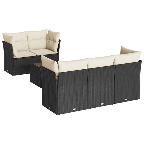  6-dijelni set vrtnih sofa s jastucima crni od poliratana Crna 55 x 55 x 37 cm Slike
