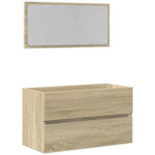 Maison Chic Kopalniška omarica - Kopalniški kabinet z ogledalom sonoma hrast 80x38,5x45 cm, (21788197) Cene