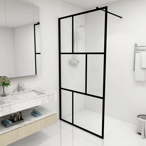 VidaXL Pregrada za tu&amp;scaron;iranje od kaljenog stakla crna 100 x 195 cm Slike