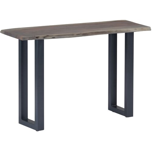 VidaXL Konzolna mizica trden akacijev les in železo 115x35x76 cm siva Slike