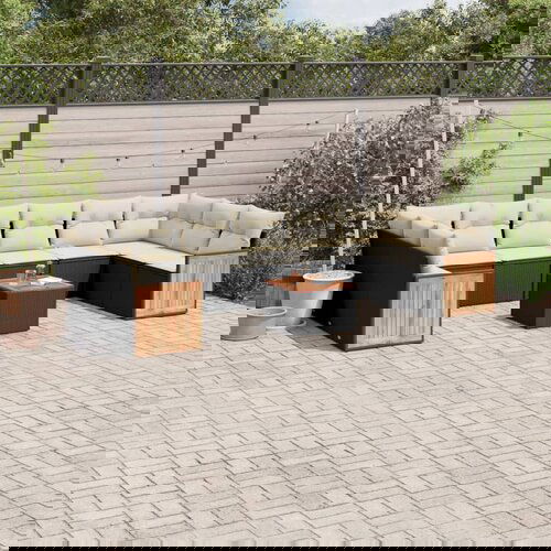 vidaXL 11-dijelni set vrtnih sofa od poliratana s jastucima crni Cijene