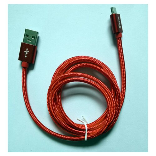 X Wave USB kabl /USB 2.0 (tip A -muški) -Micro USB (tip A -muški)/dužina 1,2m/2A/Aluminium/crveni upleteni ( USB Micro 1.2m 2A Al /red mesh USB Micro 1.2m 2A Al /red mesh Cene