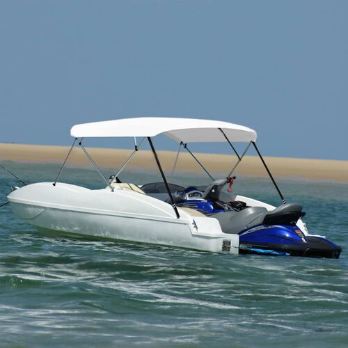 vidaXL Bimini tenda s 4 loki bela 243x(230-244)x137 cm Cene