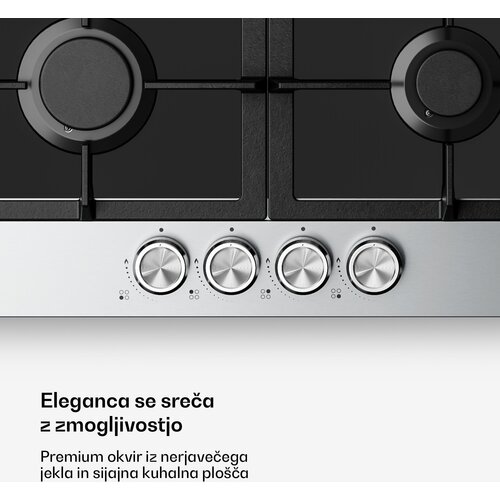 Klarstein Verosteel plinsko kuhalo, 4 plamena, električno paljenje, kompatibilno s prirodnim plinom i LPG-jem, 8000 W, 60cm Slike