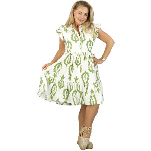 Pri Shirt dress with frills and print cotton and linen AMELIA Cijene