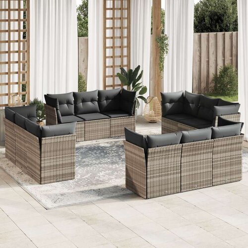 vidaXL 12-dijelni set vrtnih sofa poliratan s jastucima svijetlosivi Cijene