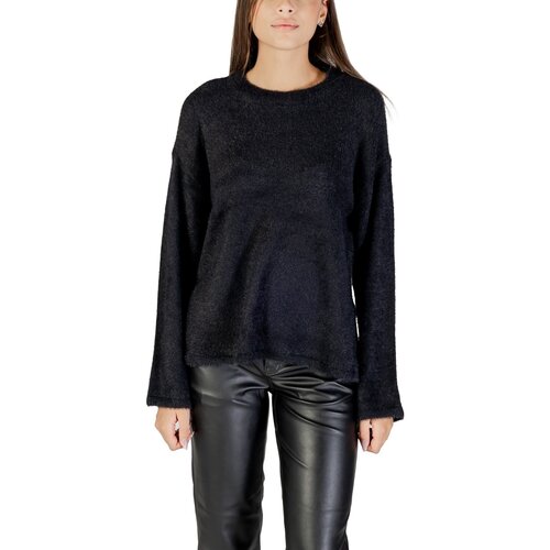Only Puloverji ONLPETRA LS LOOSE O-NECK CC KNT 15350652 Črna Slike