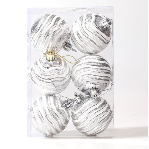 INF Božični okraski Zebra Ball 6 cm - Komplet 6, praznični okraski za drevo Silver, (5000078063) Cene