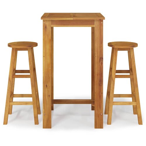  3-dijelni vrtni barski set od masivnog bagremovog drva Smeđa 60 cm table length Slike