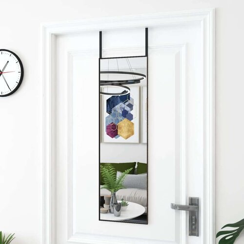 Ogledalo za vrata crno 30 x 100 cm od stakla i aluminija Slike