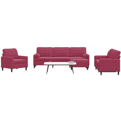 vidaXL 4-dijelni set sofa s jastucima crvena boja vina baršunasti Cijene