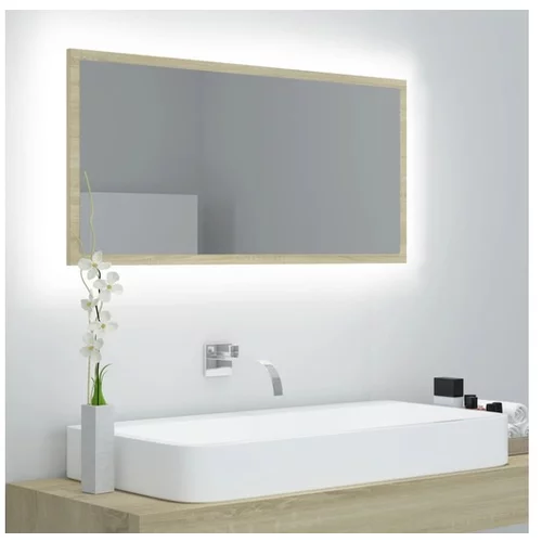  Kopalniško ogledalo LED sonoma hrast 90x8,5x37 cm iverna pl.