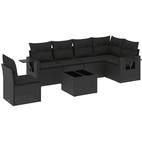 VidaXL 7-dijelni set vrtnih sofa od poliratana s jastucima crni Slike