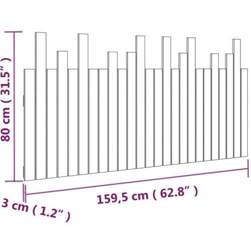 VidaXL zidno uzglavlje bijelo 159,5x3x80 cm od masivne borovine Slike