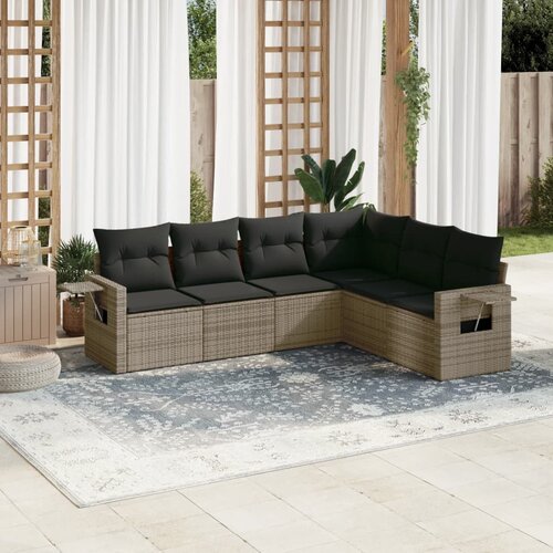 vidaXL 6-dijelni set vrtnih sofa od poliratana s jastucima sivi Cijene