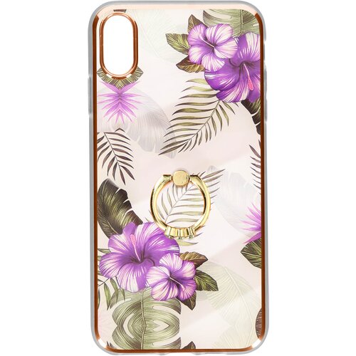 AVIZAR Ovitek z vzorcem vijolicnih rož za iPhone XS Max, podporni prstan, (20718441) Slike