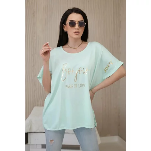 Kesi Cotton blouse of a larger size with steamed mint