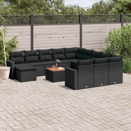  13-dijelni set vrtnih sofa s jastucima poliratan crni Cijene