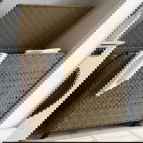 vidaXL Košara za rublje s kotačima 66x35x60 cm od ratana Cijene