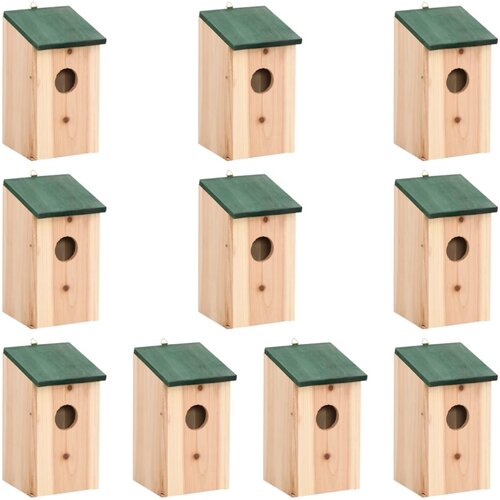 VidaXL Kućice za ptice 10 kom od masivne jelovine 12 x 12 x 22 cm Slike