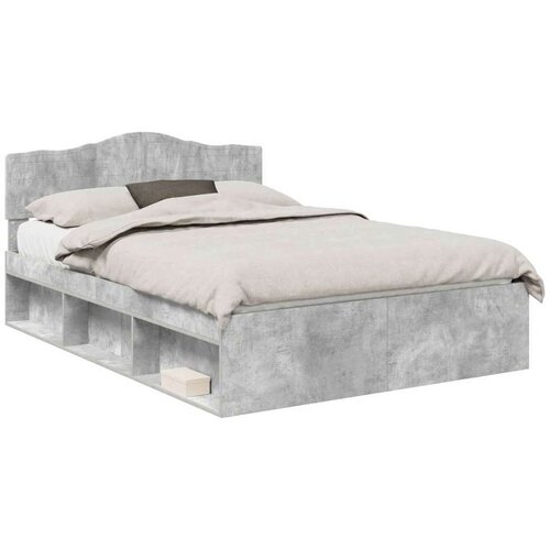  Okvir za krevet Beton 140 x 190 cm Čvrsto borovo drvo Slike