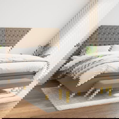 The Living Store Box spring postelja z vzmetnico taupe 140x200 cm blago - Box Spring Postelja, (21513144) Slike