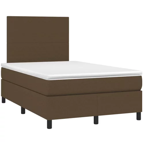 vidaXL Box spring postelja z vzmetnico temno rjava 120x190 cm blago, (21128321)