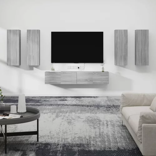 vidaXL Komplet TV omaric 6-delni siva sonoma inženirski les