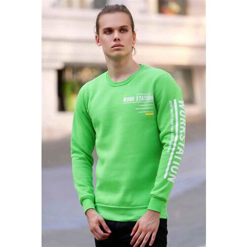 Madmext Printed Neon Green Sweatshirt 4161 Slike