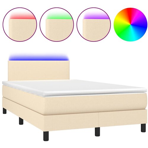  box spring s madracem LED krem 120 x 200 cm od tkanine Slike