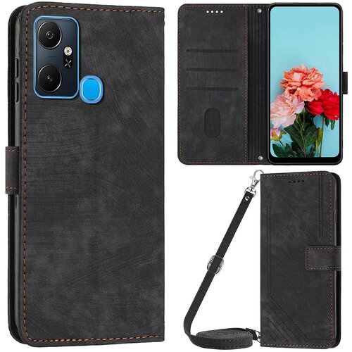 INORCO Za Infinix Smart 6 Plus (Indija) 4G stojalo, PU usnjena torbica za telefon z vtisnjenimi črtami in trakovi, (22033995) Cene