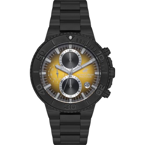 Beverly Hills Polo Club Muški ručni sat, Kvarcni mehanizam, 44mm, Žuto kućište, Crni, BP3540X.610 Cene