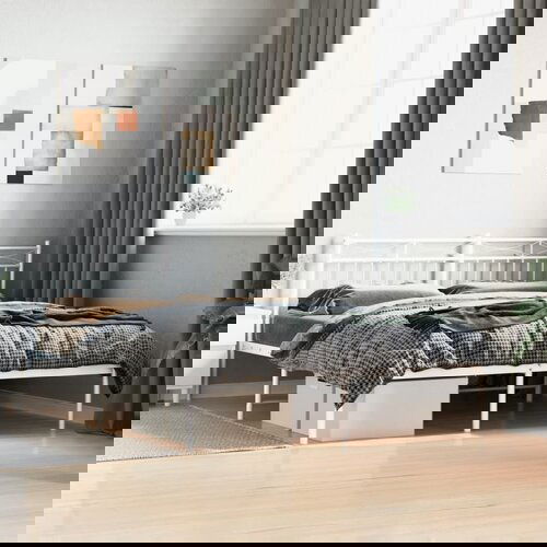 VidaXL Metalni okvir za krevet s uzglavljem bijeli 160x200 cm Slike
