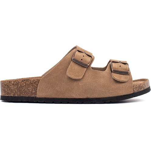 GOODIN Women's leather flip-flops brown Cijene