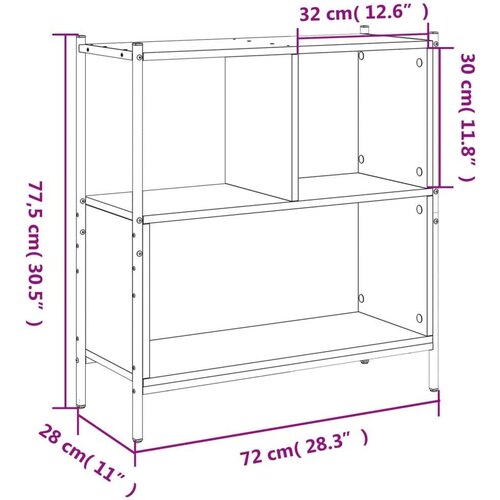 vidaXL Knjižna omara dimljeni hrast 72x28x77,5 cm inženirski les Cene