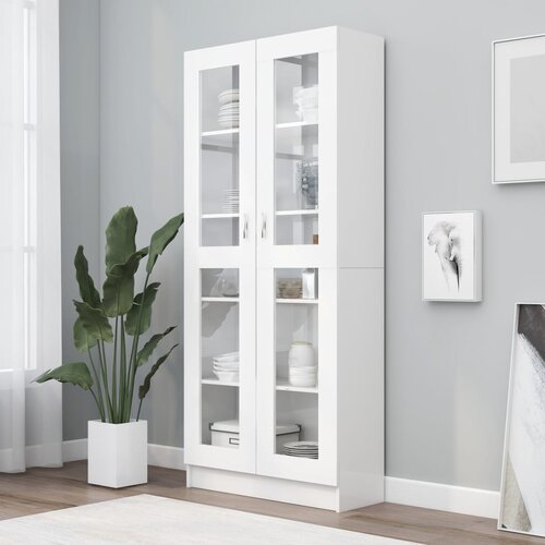 VidaXL Vitrina bela 82,5x30,5x185,5 cm iverna plo&amp;scaron;ča Slike