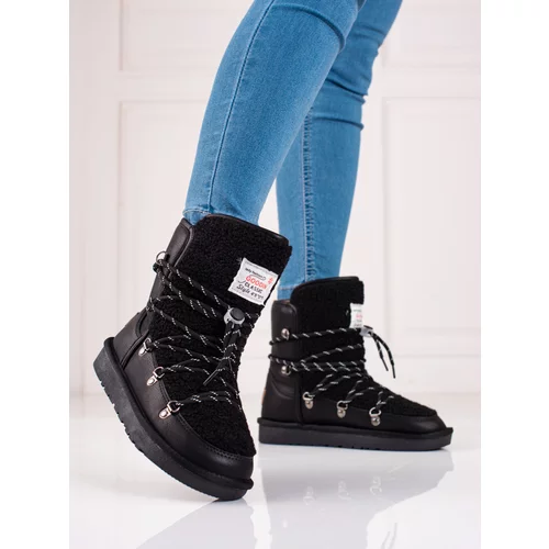 SHELOVET Warm black snow boots women