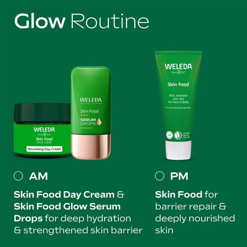 Weleda Serum Drops Skin Food Glow serum za osvetljevanje za poenotenje tona kože 30 ml Slike